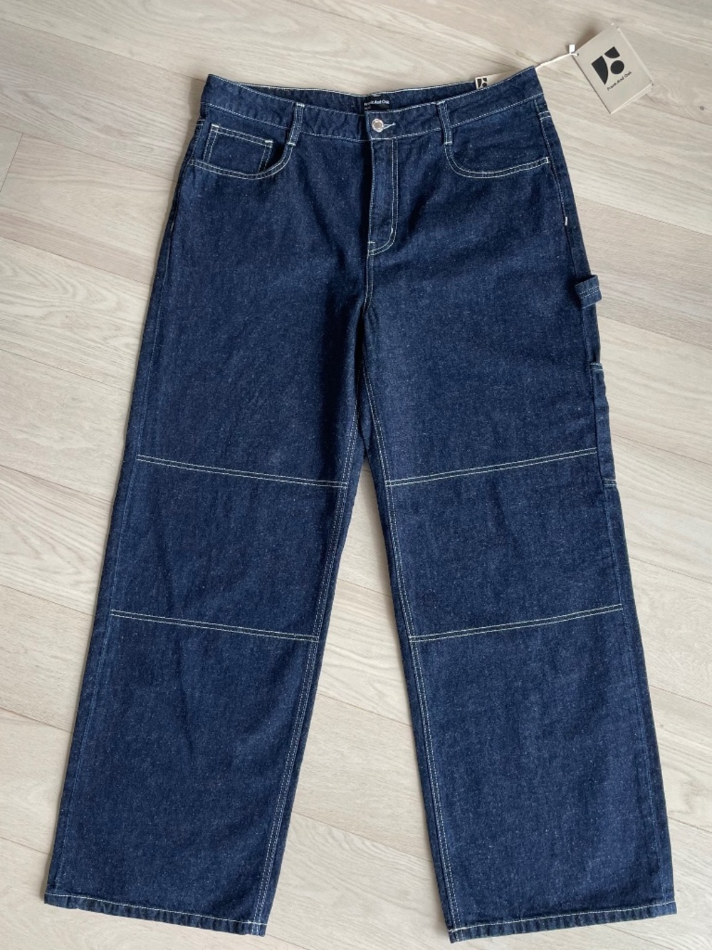 FRANK & OAK Courtney Mid-Rise Cargo Jeans Dark Blue Size 32